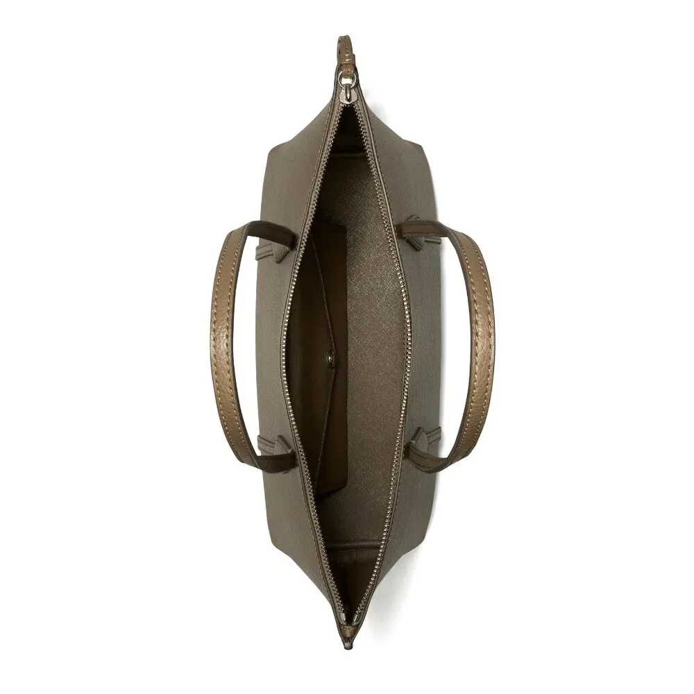 Tory Burch Small Perry Leather Zip Tote – Wild Mushroom - Picture 4 of 8